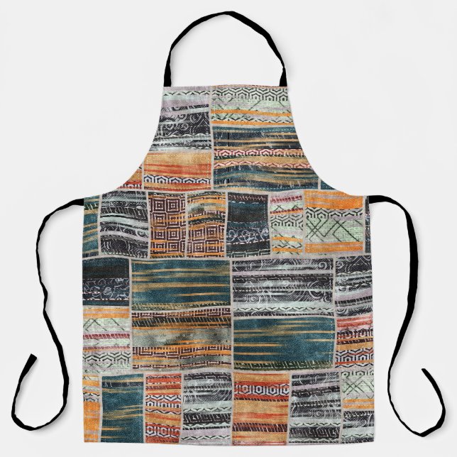 Patchwork collage mix, quilt pattern print. apron (Front)