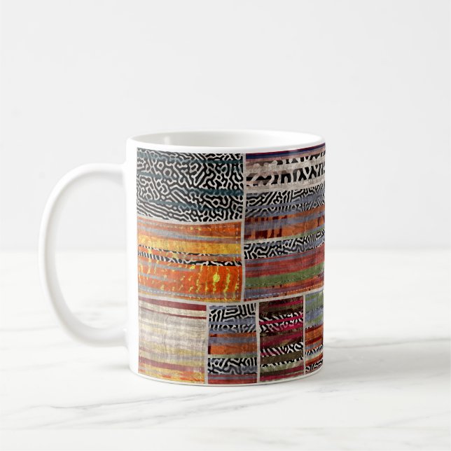 Patchwork collage: mixed quilt pattern. coffee mug (Left)