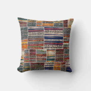 Patchwork collage: mixed quilt pattern. throw pillow