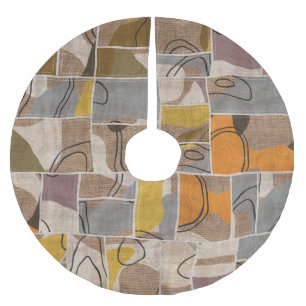 Patchwork collage, quilt mix pattern brushed polyester tree skirt