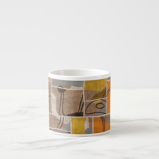Patchwork collage, quilt mix pattern espresso cup (Front)