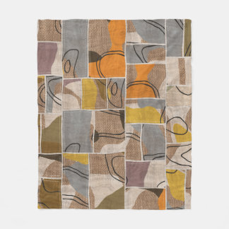 Patchwork collage, quilt mix pattern fleece blanket