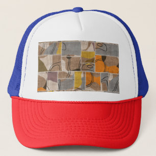 Patchwork collage, quilt mix pattern trucker hat