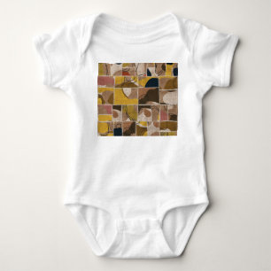 Patchwork collage quilt: mixed print. baby bodysuit