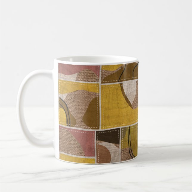 Patchwork collage quilt: mixed print. coffee mug (Left)