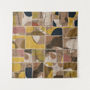 Patchwork collage quilt: mixed print. tapestry