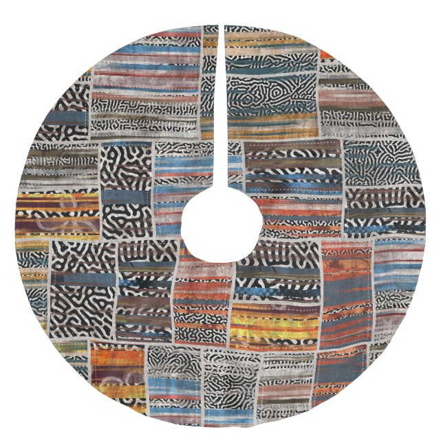 Patchwork Collage: Quilt Pattern Extravaganza Brushed Polyester Tree Skirt (Front)