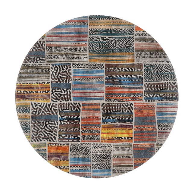 Patchwork Collage: Quilt Pattern Extravaganza Cutting Board (Front)