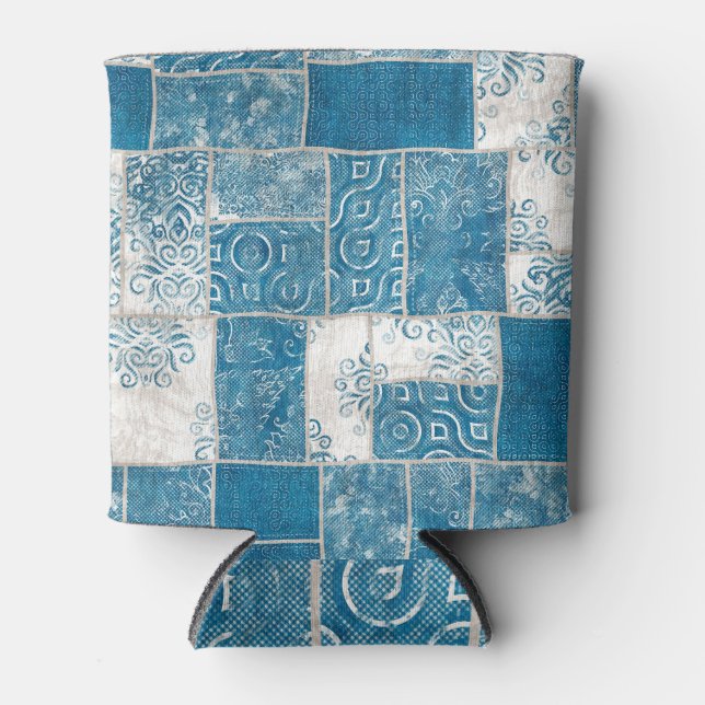 Patchwork Collage: Quilt Pattern Mix Can Cooler (Front)