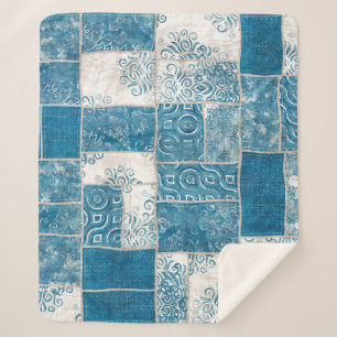 Patchwork Collage: Quilt Pattern Mix Sherpa Blanket