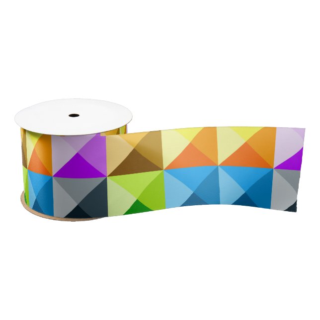 Patchwork Cool Colourful triangle geometric patter Satin Ribbon (Spool)