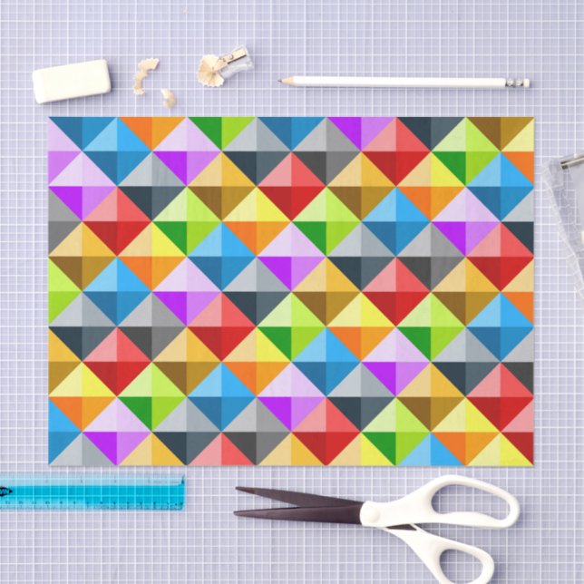 Patchwork Cool Colourful triangle geometric patter Tissue Paper (Craft)