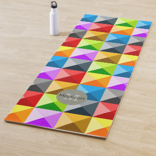 Patchwork Cool Colourful triangle geometry Monogra Yoga Mat