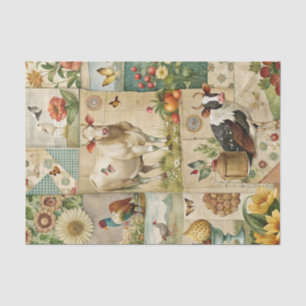 Patchwork Cottagecore Farm Animal Crafting Tissue Paper