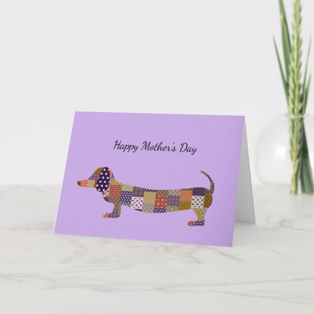 Patchwork Dachshund Mothers Day Card (Front)