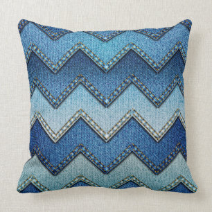 "Patchwork Denim/Chevron" THROW PILLOW