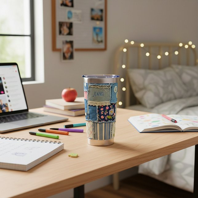 Patchwork Denim personalized Insulated Tumbler (Creator Uploaded)