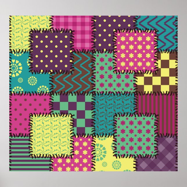 Patchwork: Diverse Patterns Background Poster (Front)