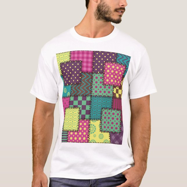 Patchwork: Diverse Patterns Background T-Shirt (Front)