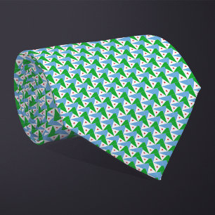 Patchwork Djibouti Flag Pattern  Tie