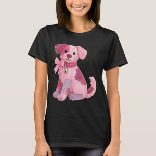 Patchwork Dog Pink Ribbon Breast Cancer Awareness T-Shirt
