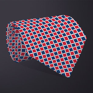 Patchwork Dominican Republic Flag Pattern  Tie