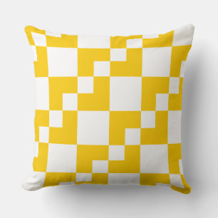 Patchwork Domino - Amber and White Throw Pillow