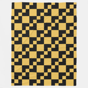 Patchwork Domino - Black and Amber Fleece Blanket