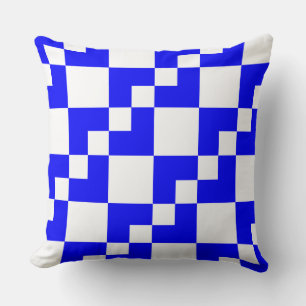 Patchwork Domino - Blue and White Throw Pillow