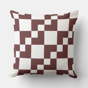 Patchwork Domino - Dark Brown and White Throw Pillow