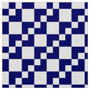 Patchwork Domino - Deep Navy Blue and White Fabric