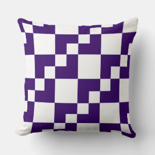 Patchwork Domino - Deep Purple and White Throw Pillow