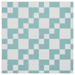 Patchwork Domino - Light Blue Green and White Fabric