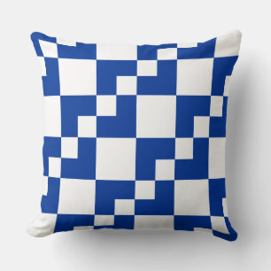 Patchwork Domino - Navy Blue and White Throw Pillow