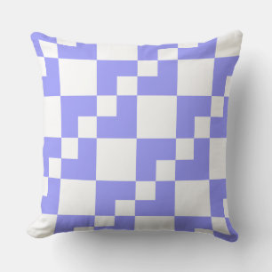 Patchwork Domino - Pastel Blue and White Throw Pillow