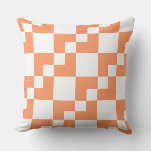 Patchwork Domino - Peach and White Throw Pillow
