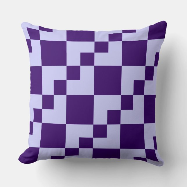 Patchwork Domino - Powder Blue and Deep Purple Throw Pillow (Front)