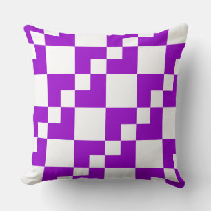 Patchwork Domino - Purple and White Throw Pillow