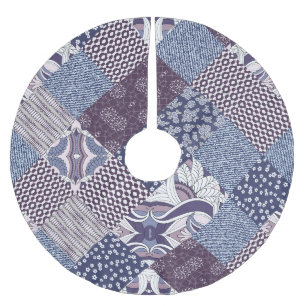 Patchwork Doodle: Vintage Boho Seamless. Brushed Polyester Tree Skirt