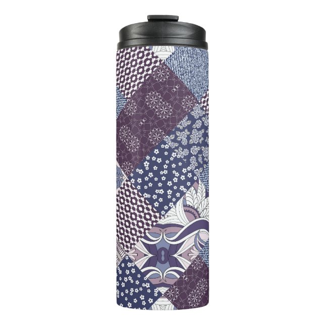 Patchwork Doodle: Vintage Boho Seamless. Thermal Tumbler (Front)