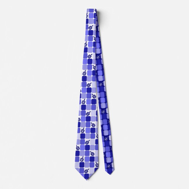 Patchwork Dreidels in Blue Tie (Front)