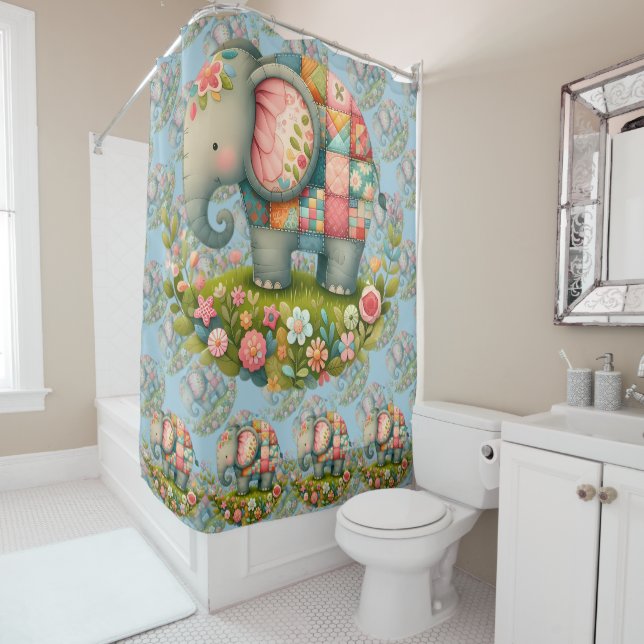 Patchwork Elephant Floral Meadow Charm (In Situ)