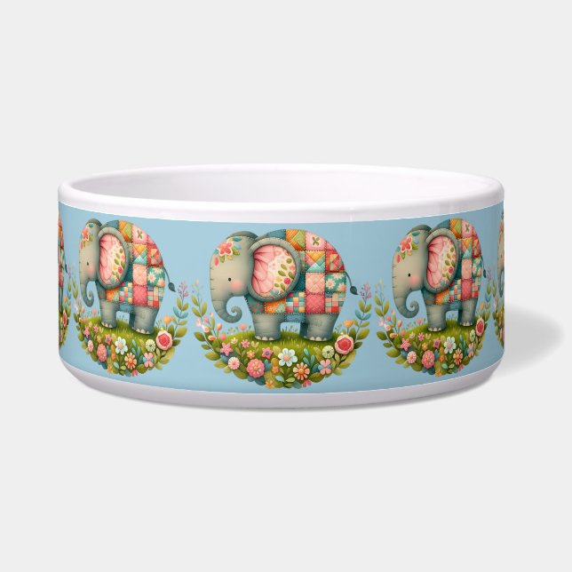 Patchwork Elephant Floral Meadow Charm (Front)
