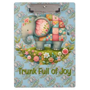 Patchwork Elephant Floral Meadow Charm Clipboard