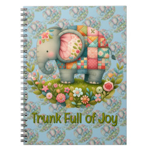 Patchwork Elephant Floral Meadow Charm Notebook