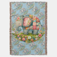 Patchwork Elephant Floral Meadow Charm
