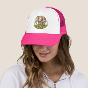 Patchwork Elephant Floral Meadow Charm Trucker Hat