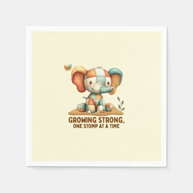 Patchwork Elephant “Growing Strong Napkin (Front)