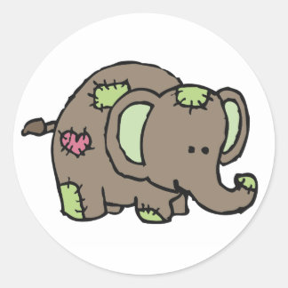 Patchwork Elephant Stickers - Green & Brown
