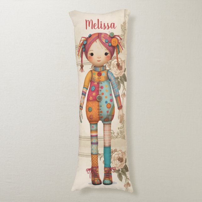 Patchwork Fabric Girl Body Pillow (Front Vertical)